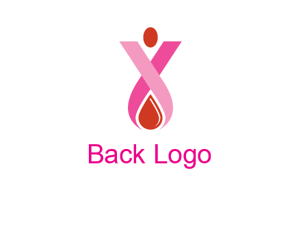 upside down breast cancer ribbon with dot and drop of blood logo
