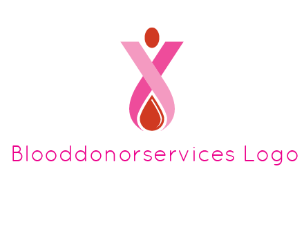 upside down breast cancer ribbon with dot and drop of blood logo