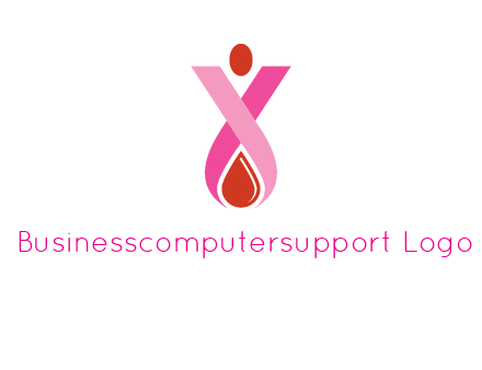 upside down breast cancer ribbon with dot and drop of blood logo