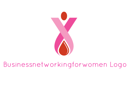 upside down breast cancer ribbon with dot and drop of blood logo