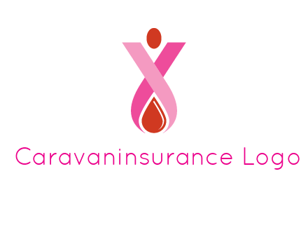 upside down breast cancer ribbon with dot and drop of blood logo