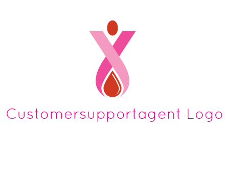 upside down breast cancer ribbon with dot and drop of blood logo