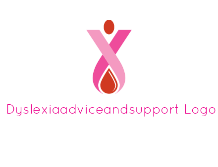 upside down breast cancer ribbon with dot and drop of blood logo