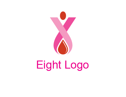 upside down breast cancer ribbon with dot and drop of blood logo