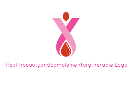upside down breast cancer ribbon with dot and drop of blood logo