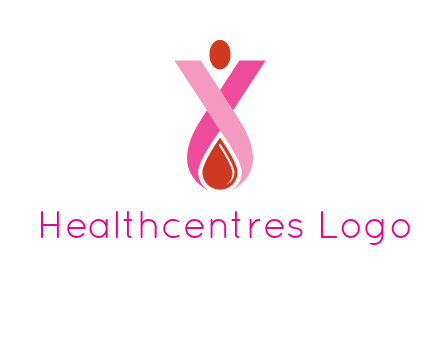 upside down breast cancer ribbon with dot and drop of blood logo