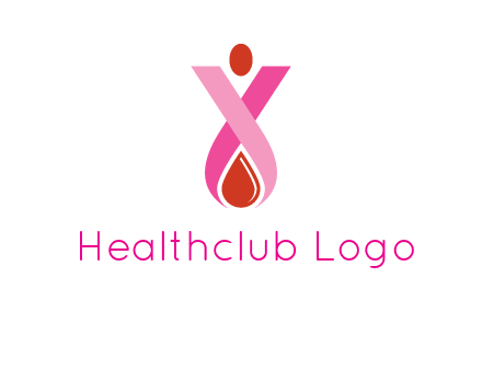 upside down breast cancer ribbon with dot and drop of blood logo