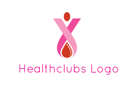 upside down breast cancer ribbon with dot and drop of blood logo