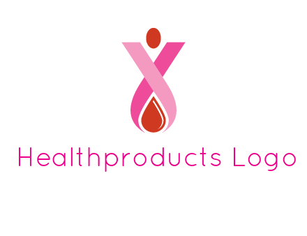 upside down breast cancer ribbon with dot and drop of blood logo