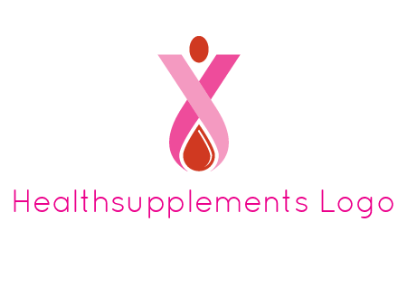 upside down breast cancer ribbon with dot and drop of blood logo