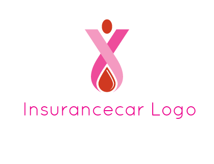 upside down breast cancer ribbon with dot and drop of blood logo
