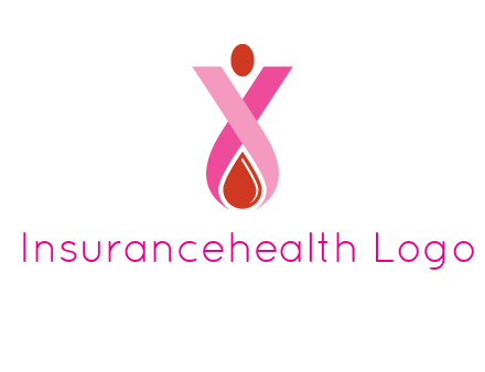 upside down breast cancer ribbon with dot and drop of blood logo