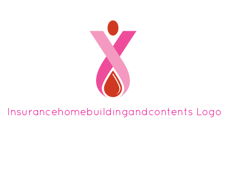 upside down breast cancer ribbon with dot and drop of blood logo