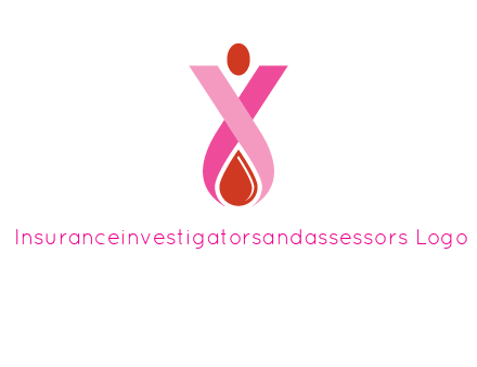 upside down breast cancer ribbon with dot and drop of blood logo