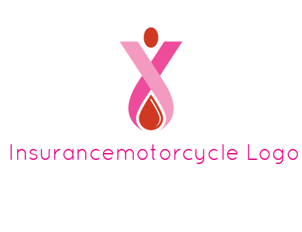 upside down breast cancer ribbon with dot and drop of blood logo