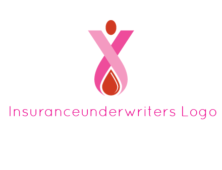 upside down breast cancer ribbon with dot and drop of blood logo