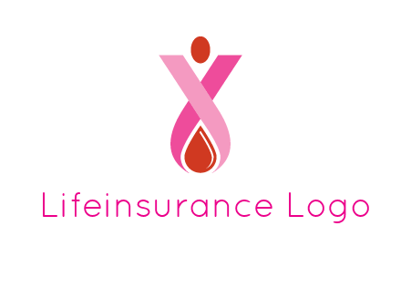 upside down breast cancer ribbon with dot and drop of blood logo