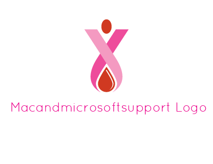 upside down breast cancer ribbon with dot and drop of blood logo