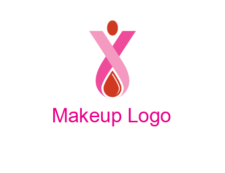 upside down breast cancer ribbon with dot and drop of blood logo