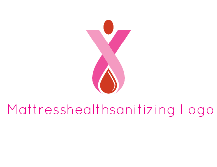 upside down breast cancer ribbon with dot and drop of blood logo