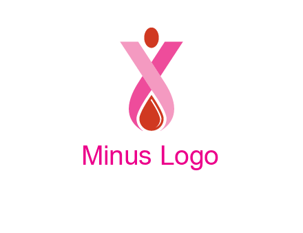 upside down breast cancer ribbon with dot and drop of blood logo