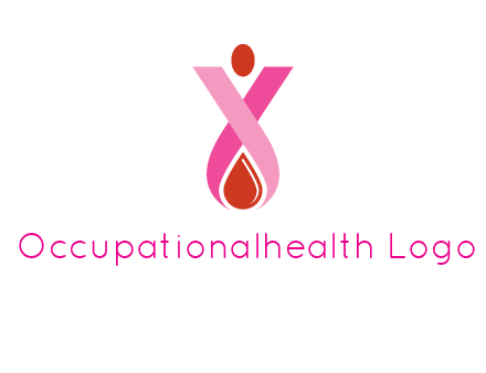 upside down breast cancer ribbon with dot and drop of blood logo
