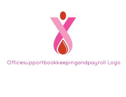 upside down breast cancer ribbon with dot and drop of blood logo