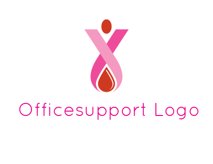 upside down breast cancer ribbon with dot and drop of blood logo