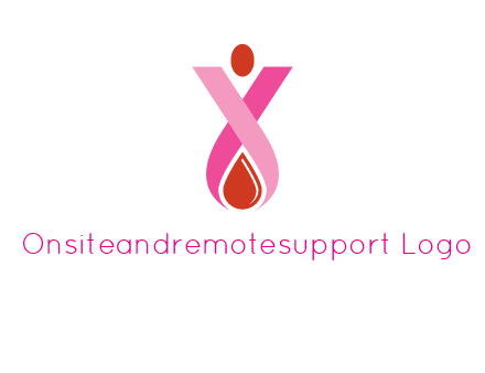 upside down breast cancer ribbon with dot and drop of blood logo