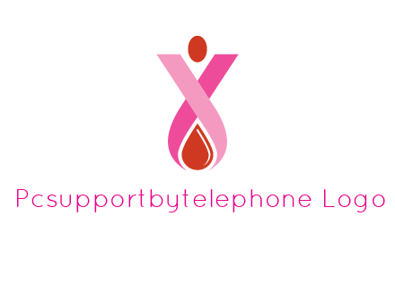 upside down breast cancer ribbon with dot and drop of blood logo