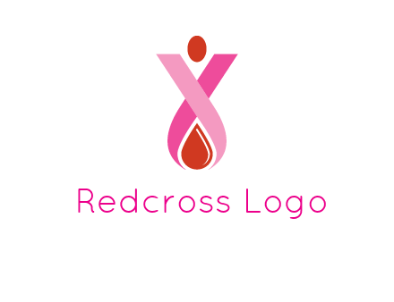 upside down breast cancer ribbon with dot and drop of blood logo