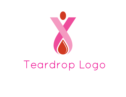 upside down breast cancer ribbon with dot and drop of blood logo