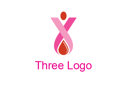 upside down breast cancer ribbon with dot and drop of blood logo