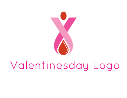 upside down breast cancer ribbon with dot and drop of blood logo