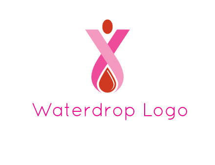 upside down breast cancer ribbon with dot and drop of blood logo
