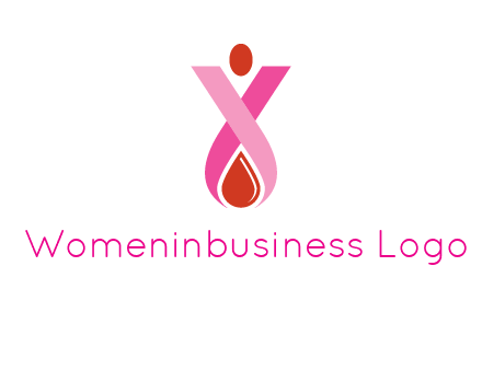 upside down breast cancer ribbon with dot and drop of blood logo