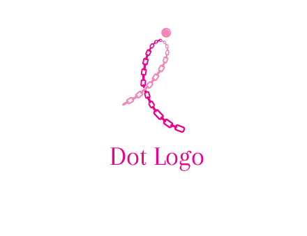 break cancer ribbon logo with dot and chain links