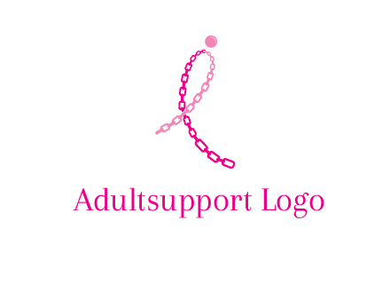 break cancer ribbon logo with dot and chain links