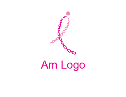break cancer ribbon logo with dot and chain links