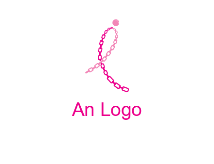 break cancer ribbon logo with dot and chain links