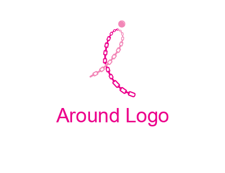 break cancer ribbon logo with dot and chain links