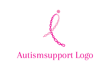 break cancer ribbon logo with dot and chain links