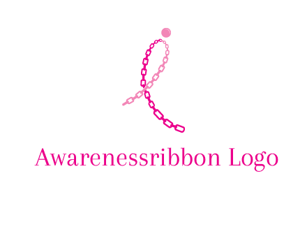 break cancer ribbon logo with dot and chain links