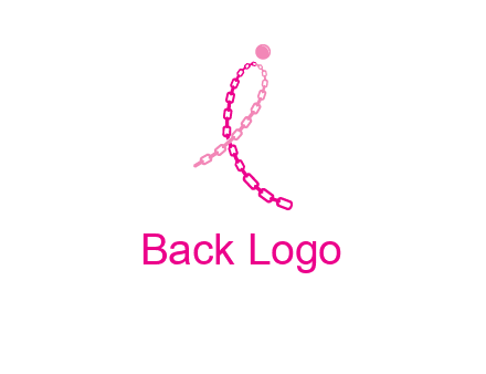 break cancer ribbon logo with dot and chain links