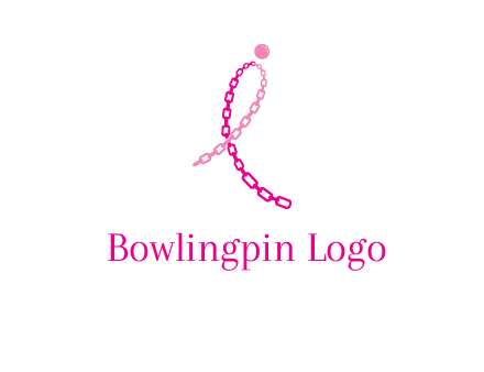 break cancer ribbon logo with dot and chain links