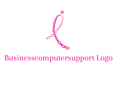 break cancer ribbon logo with dot and chain links