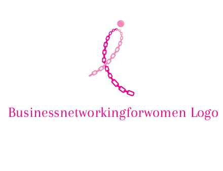 break cancer ribbon logo with dot and chain links