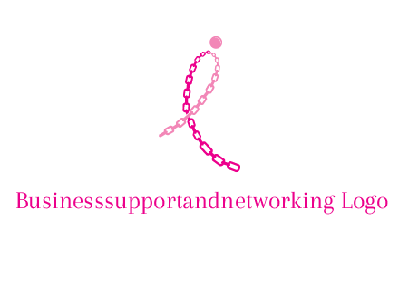 break cancer ribbon logo with dot and chain links