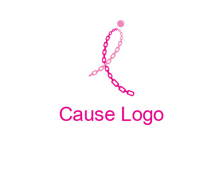 break cancer ribbon logo with dot and chain links