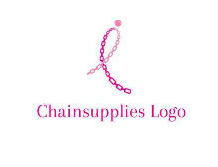 break cancer ribbon logo with dot and chain links